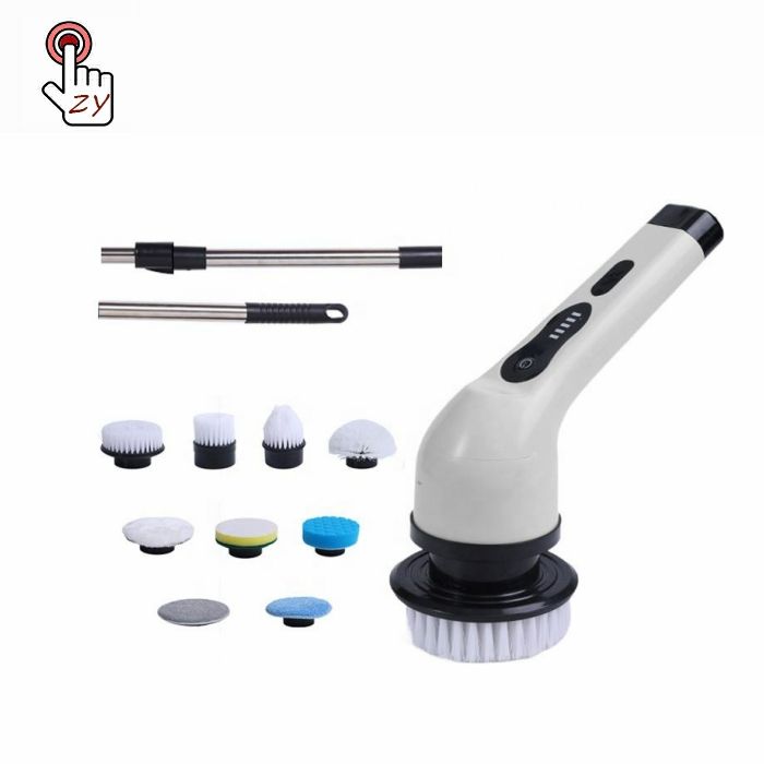 Electric scrubber and detachable handle with nine attachments